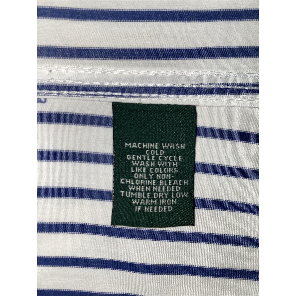 Lauren Ralph Lauren Women's 2X Blue White Striped Button Up Classic Preppy Shirt - Picture 9 of 9